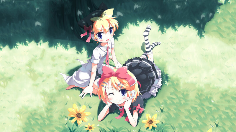 Two girls in a sunny field