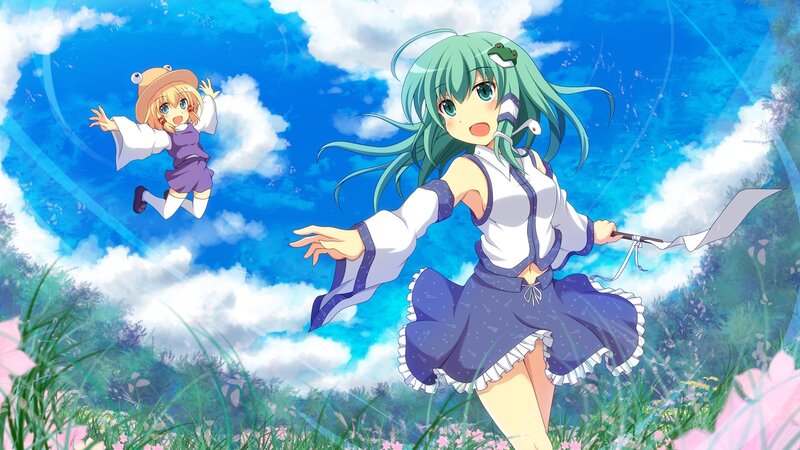 Two girls in a sunny field