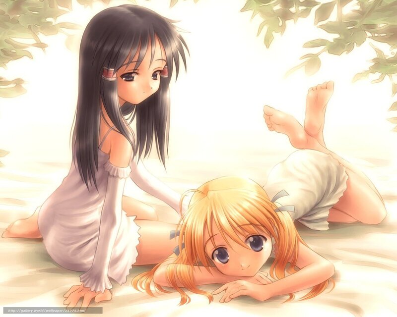 Two girls in a sunny garden