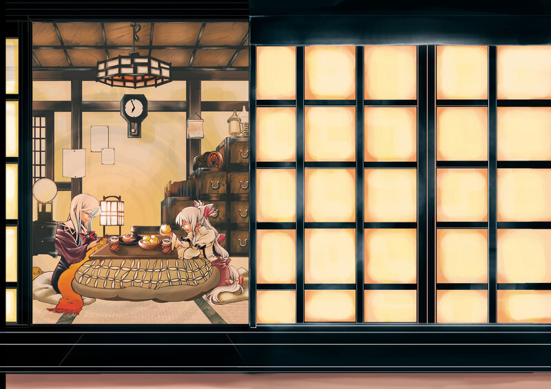 two girls in a traditional room