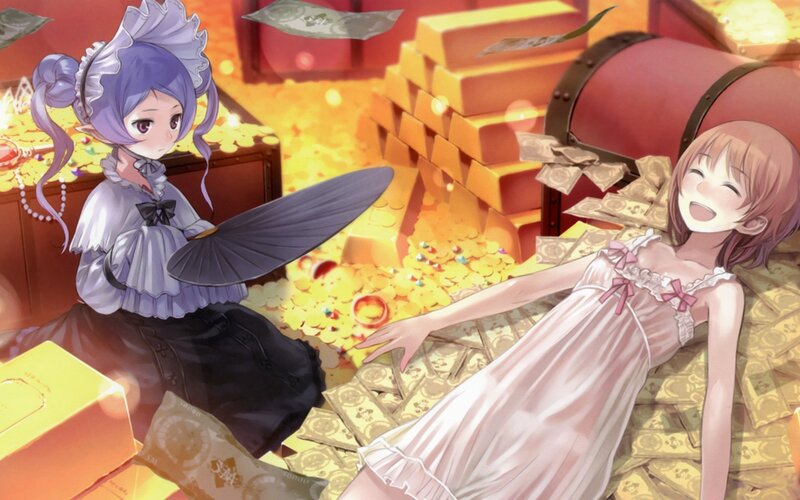 Two girls in a treasure room