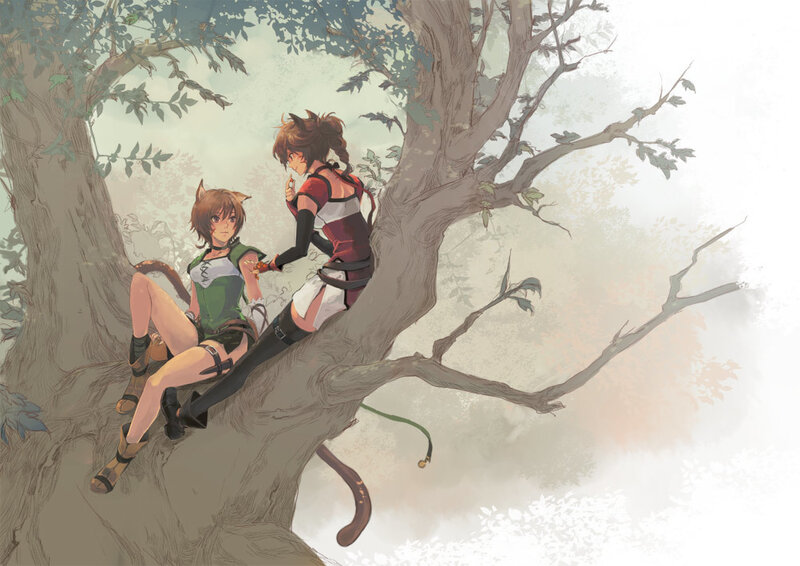 Two girls in a tree