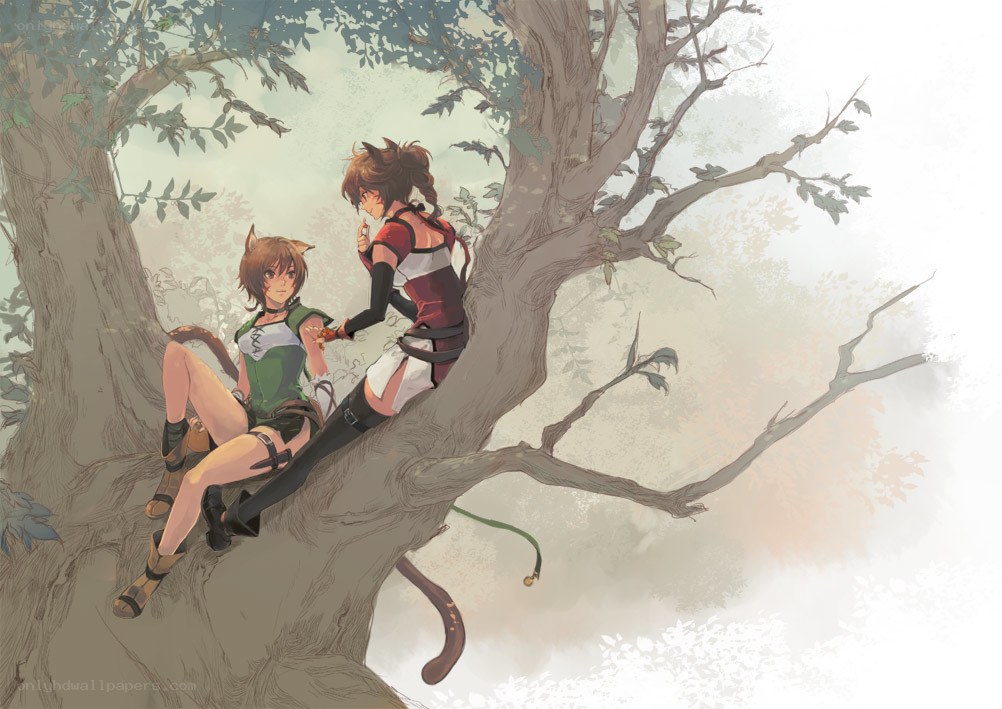 Two girls in a tree