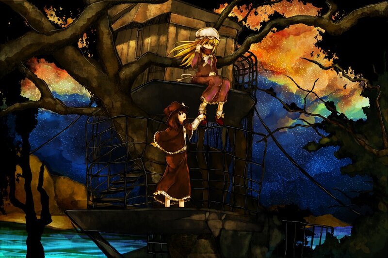 Two Girls in a Treehouse — Blue