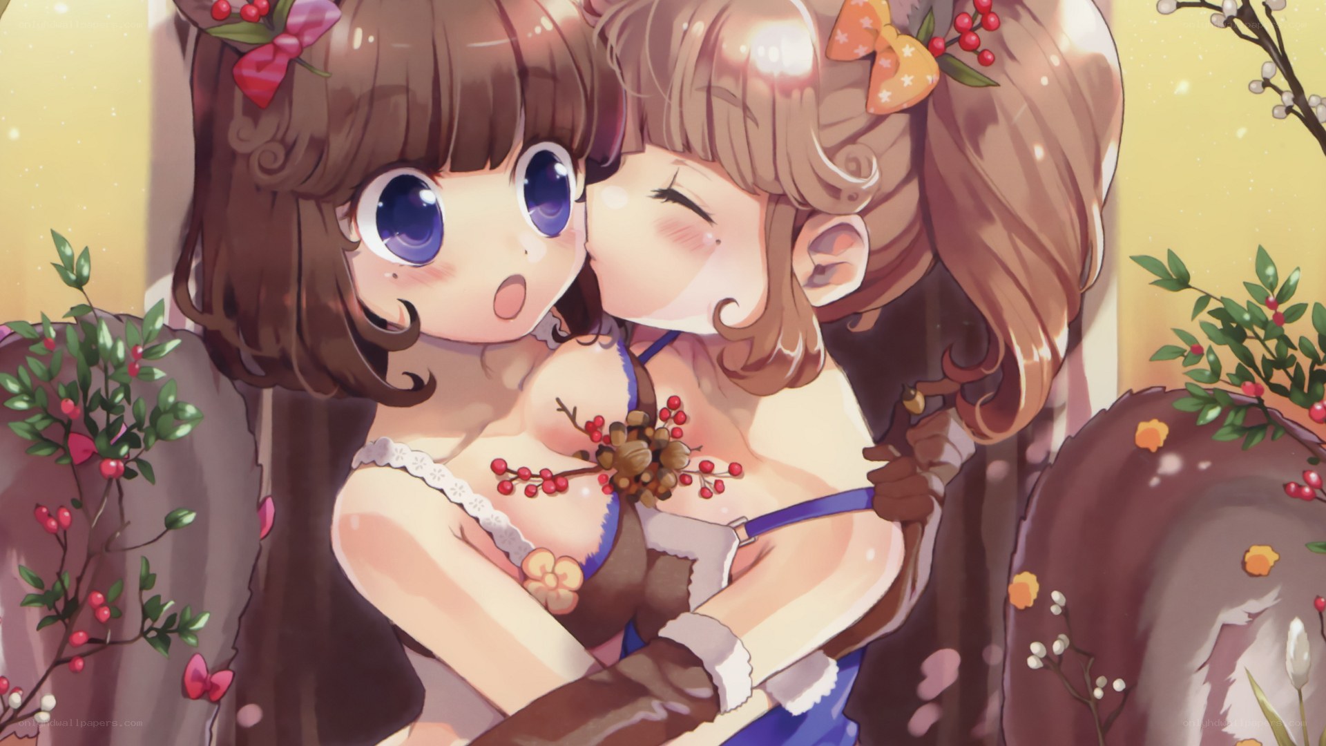Two girls in a warm embrace