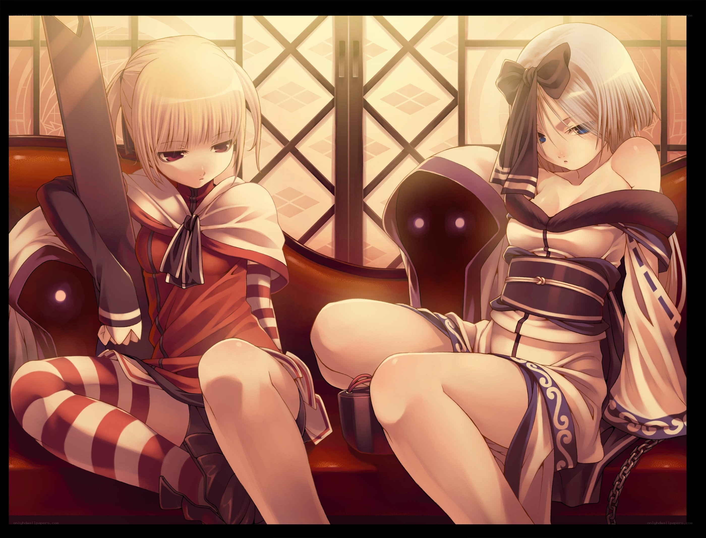 Two girls in a warm room
