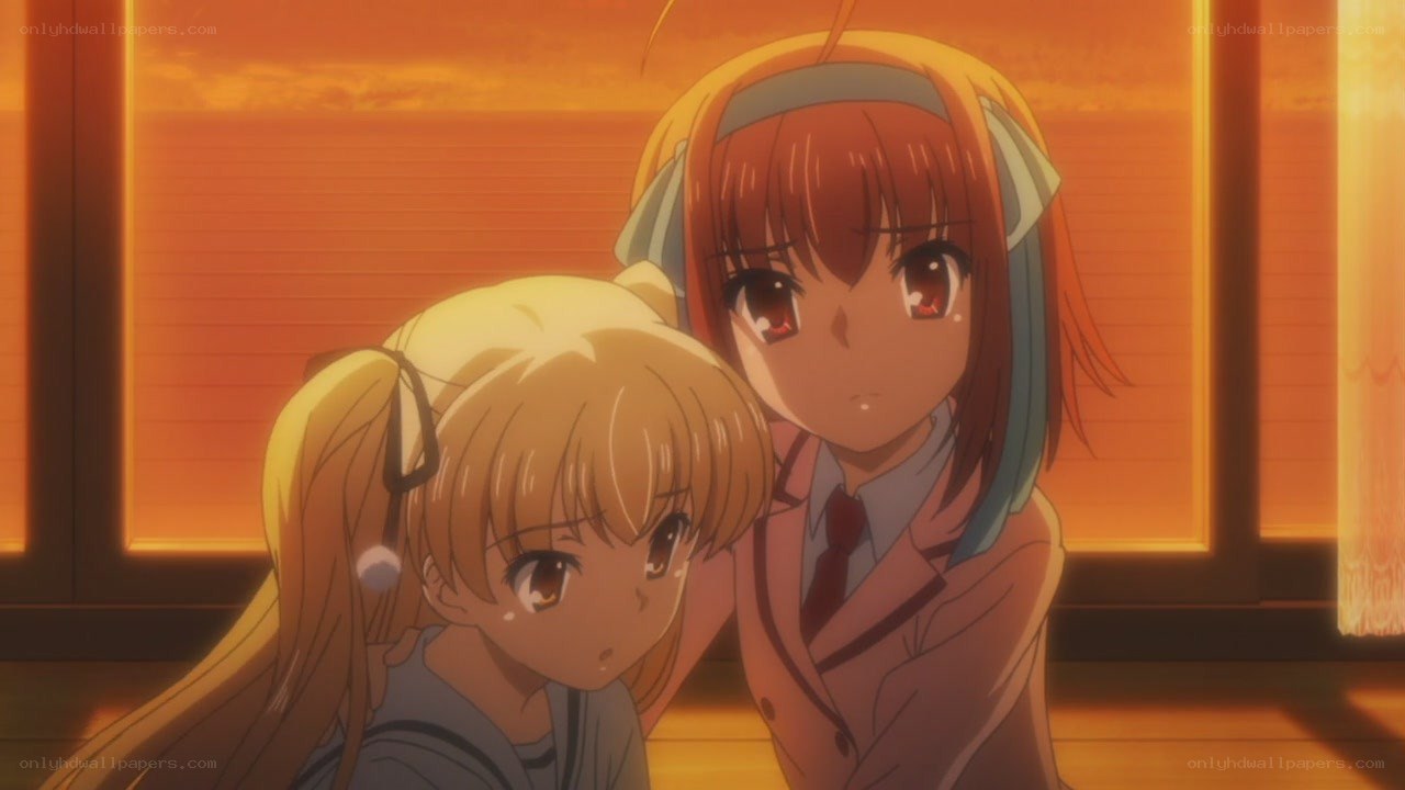 Two girls in a warm sunset