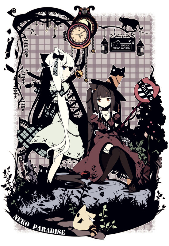 Two girls in a whimsical garden