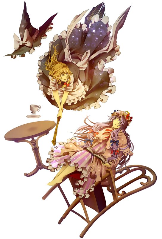 two girls in a whimsical scene