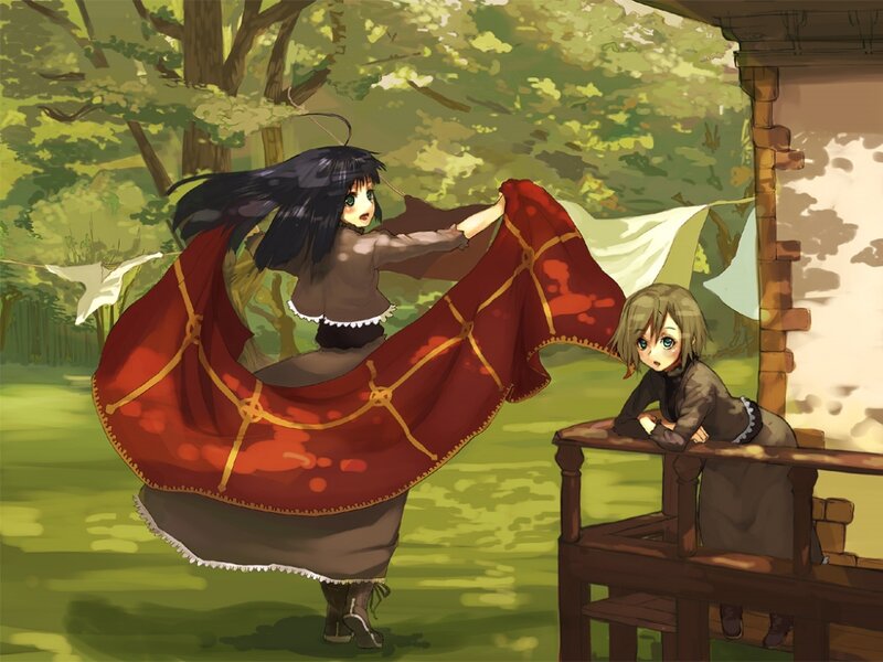 Two Girls in a Yard