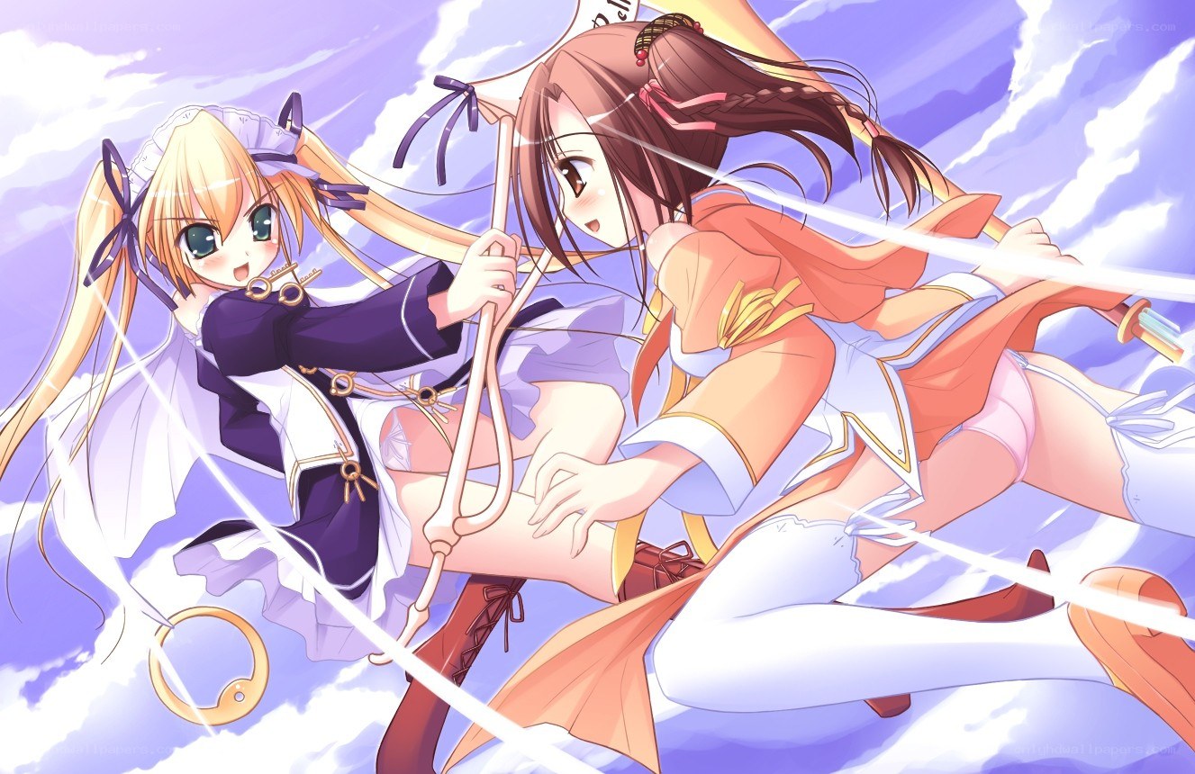 Two girls in action pose