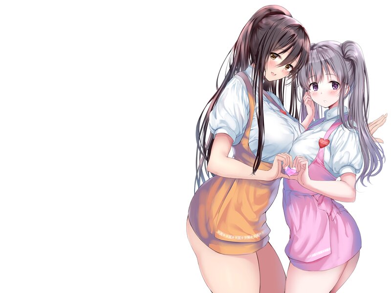 Two Girls in Aprons — White