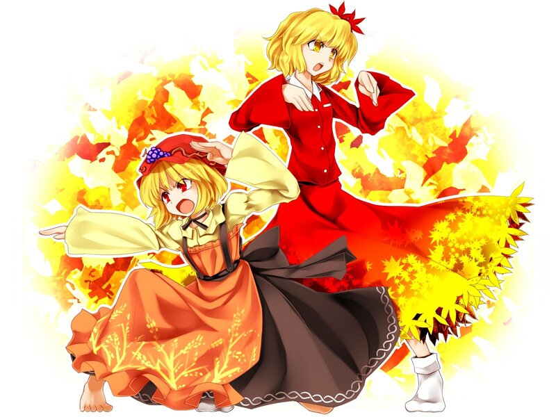 two girls in autumn costumes