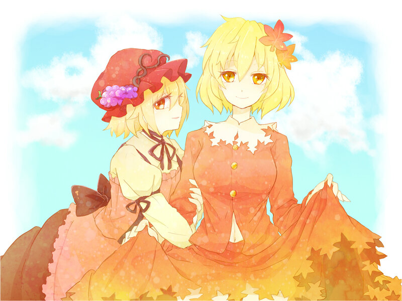 Two Girls in Autumn Dresses — Orange