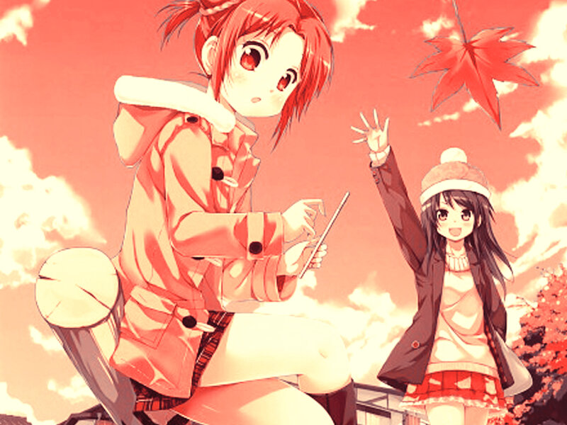Two Girls in Autumn — Red, Calm