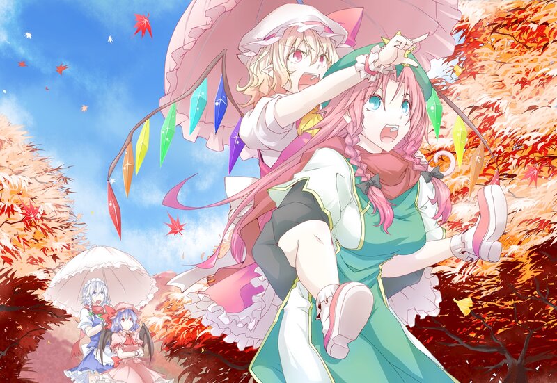 Two Girls in Autumn — Red, Playful