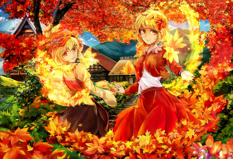 Two Girls in Autumn — Red, Serene