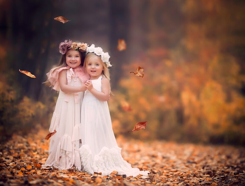 Two Girls in Autumn — White