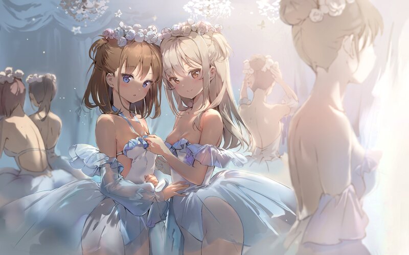 Two Girls in Ballet Costumes