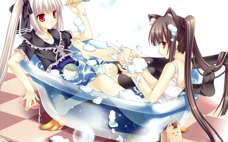 Two Girls in Bathtub — Blue