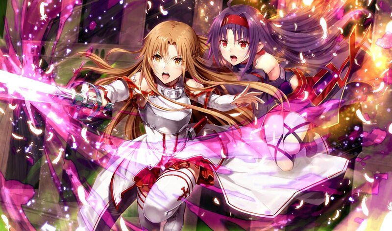 Two Girls in Battle — Purple, Dramatic, Anime