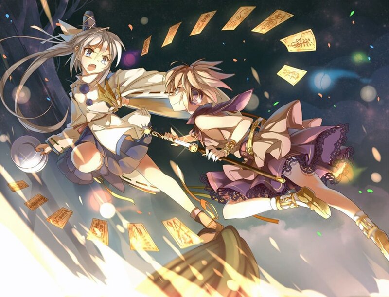 Two Girls in Battle — Purple, Dramatic, Night