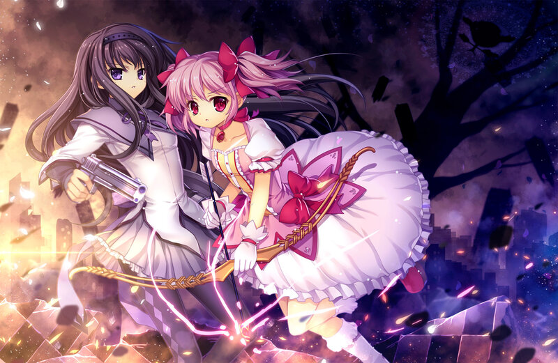 Two Girls in Battle — Purple, Dramatic