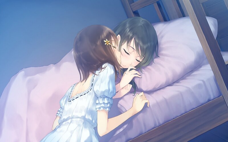 Two Girls in Bed — Blue, Calm, Night