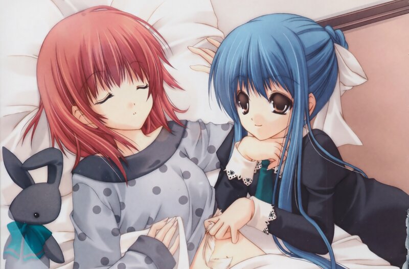 Two Girls in Bed — Blue, Calm