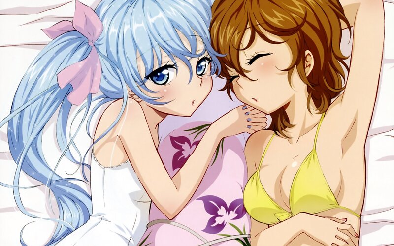 Two Girls in Bed — Blue, Intimate