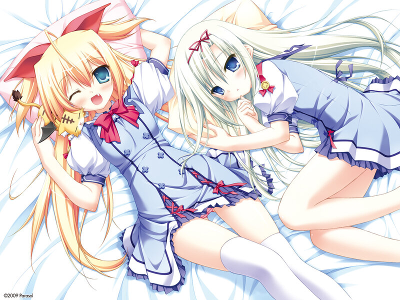 Two Girls in Bed — Blue