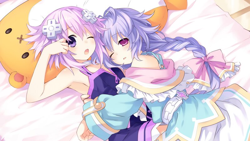 Two Girls in Bed — Purple, Peaceful, Anime