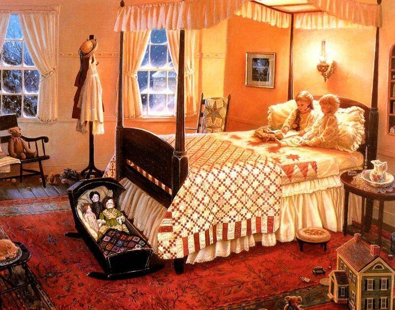 Two Girls in Bed — Red