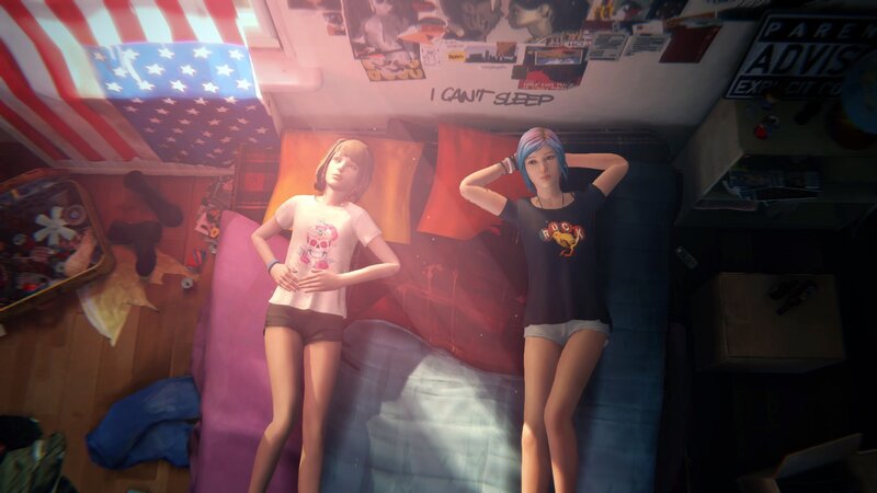Two Girls in Bedroom — Blue, Calm