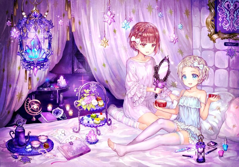 Two Girls in Bedroom — Purple