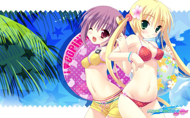 Two Girls in Bikinis — Blue, Cheerful, Summer