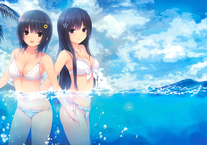 Two Girls in Bikinis — Blue, Serene, Afternoon