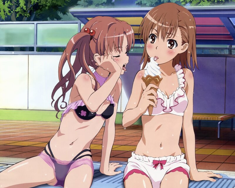 Two Girls in Bikinis — Brown, Playful, Summer