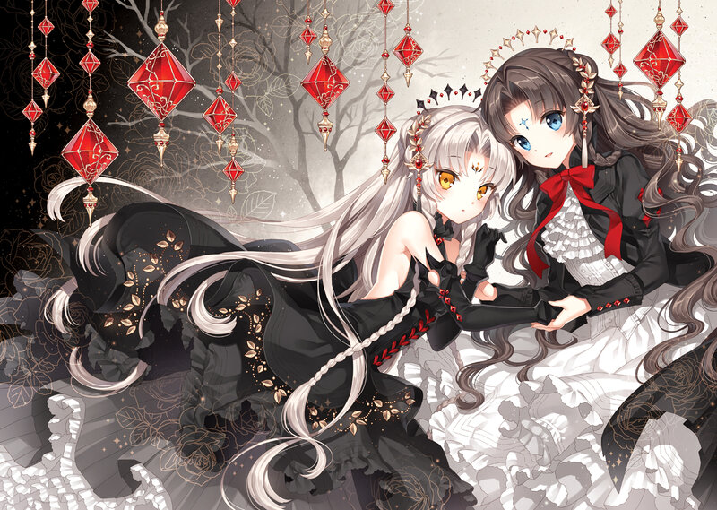 Two Girls in Black Dresses — Dramatic, Night
