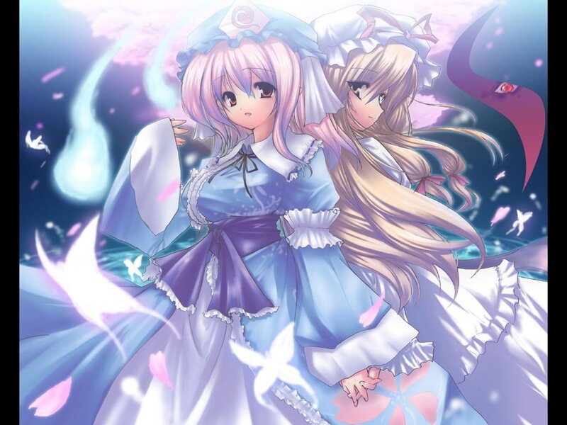 two girls in blue dresses