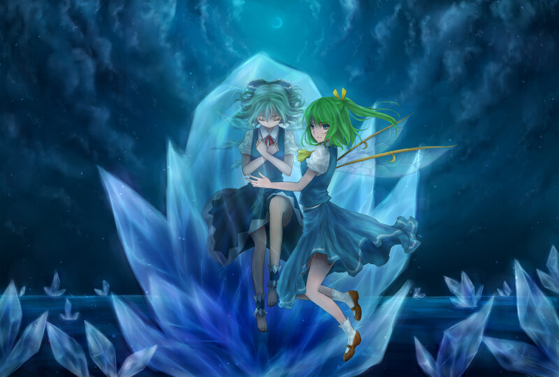 Two Girls in Blue Dresses — Serene, Night