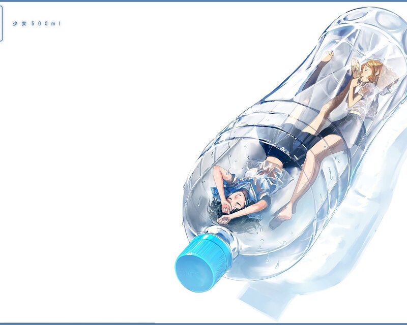Two Girls in Bottle — White