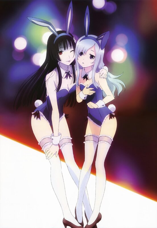 Two girls in bunny costumes