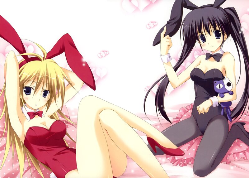 Two girls in bunny costumes