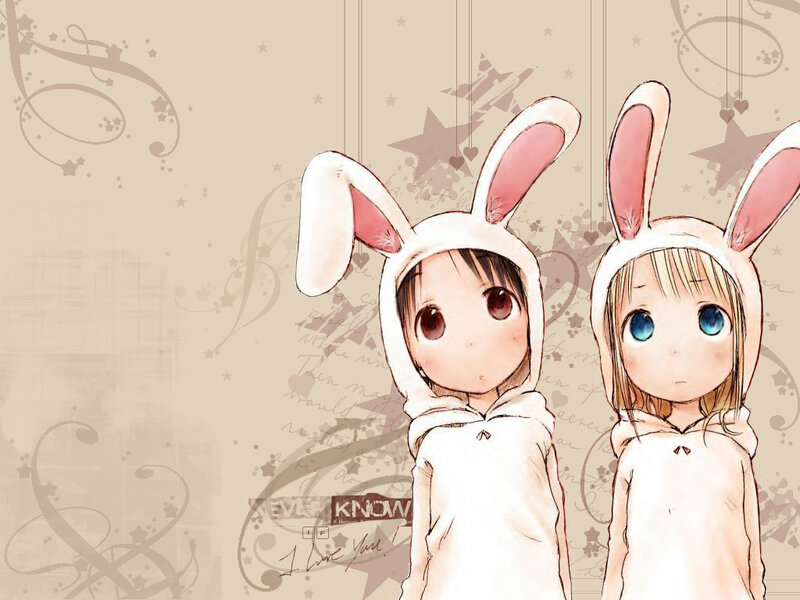 Two girls in bunny costumes