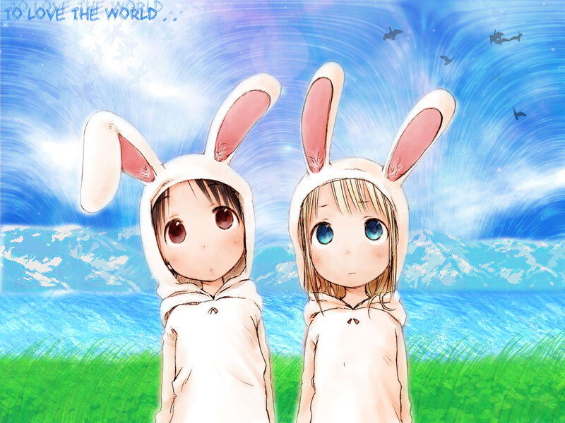 Two girls in bunny costumes