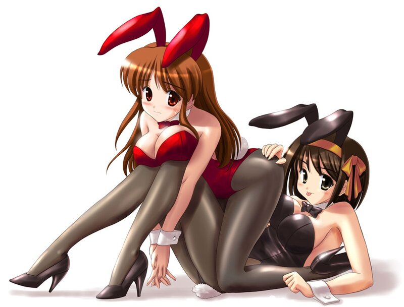 two girls in bunny costumes