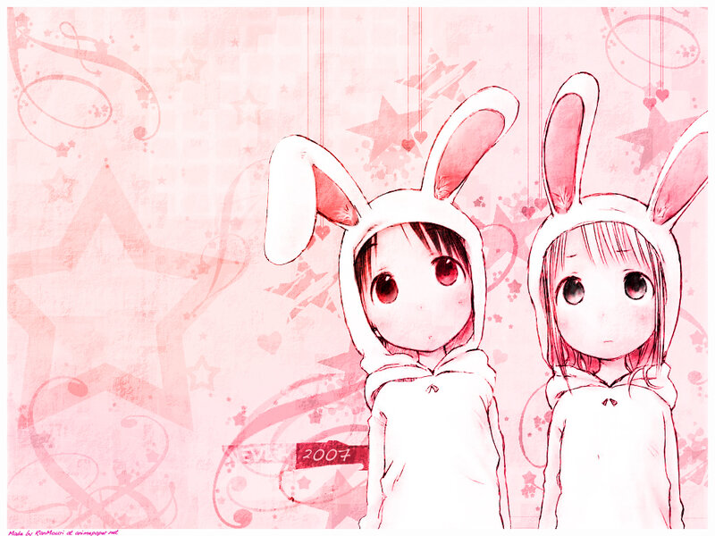 Two girls in bunny costumes