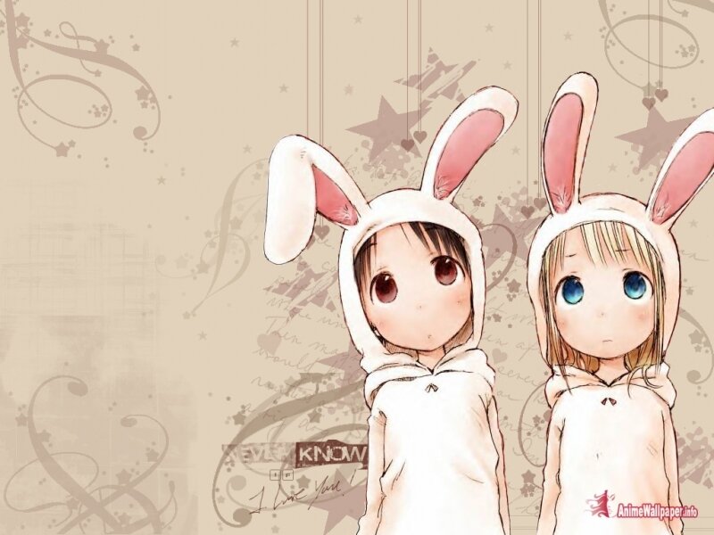 Two Girls in Bunny Costumes — Beige, Sweet