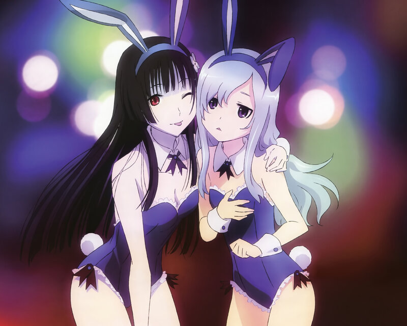 Two Girls in Bunny Costumes — Purple